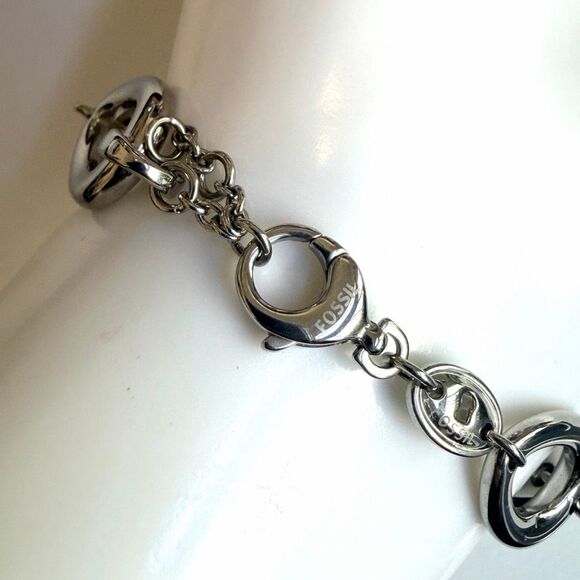 Fossil Stainless Steel Brown Resin Link Bracelet - Picture 3 of 10